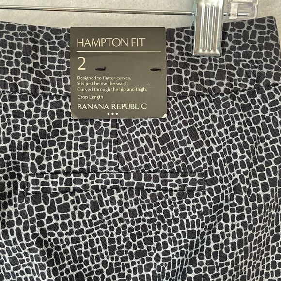 Banana Republic Pants Size 2 Navy Blue Print Hampton Fit Flat Front Ankle NEW - Picture 5 of 10